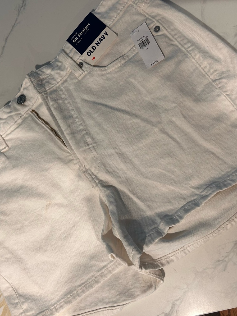 Old Navy High Rise OG Straight White Denim Shorts